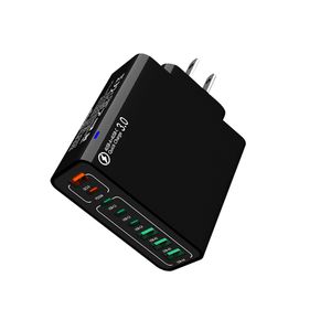 New PD25W 4USB 4PD Fast Charging 8-port Mobile Phone Charger QC3.0 EU/US/KR Plug USB C Wall Charger Smartphone Travel Adapter