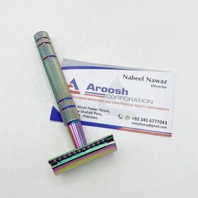 Rainbow Multi Titanium Stainless Steel 3 Piece Double Edge Safety Razor For Men