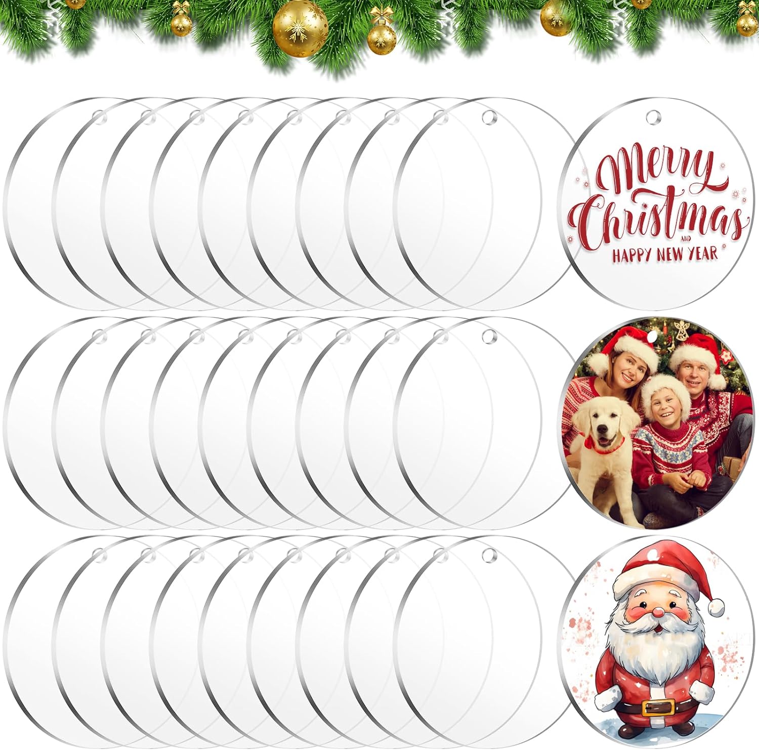 Liangyou Household (jinhua) Co., Ltd Wholesale 2.99*2.99inch Acrylic Keychain Blanks Clear Christmas Ornament Crafts Art Project Christmas Ball Tree Ornaments