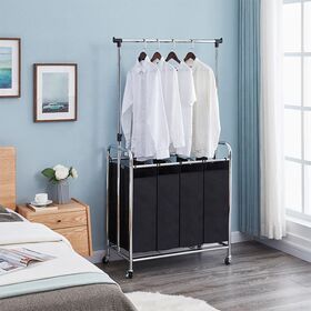 GMJ 4 Bag Laundry Sorter Cart With Heavy Duty Rolling Wheels For Clothes Storage