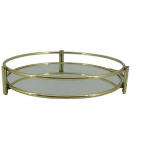 Best Quality Custom Shape Metal Mirror Tray Gold Plated Iron with Glass Handle New Design Serving Tray for Christmas Storage