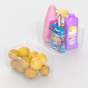 Portable Stackable Clear PET Kitchen boxes Refrigerator Boxes Plastic Fridge Food drawer Storage container