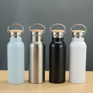 Double Wall Insulated Water Bottle Reusable Flask Vacuum Metal Water Bottle with Handle and Leakproof Lid for Cyclists Hiker