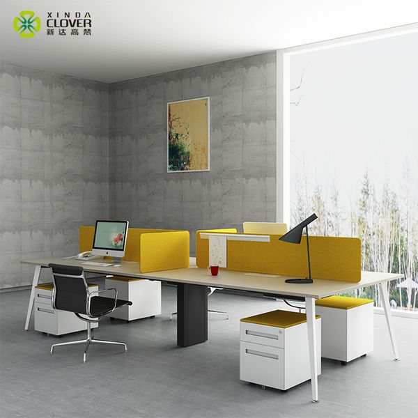 Modern open modular 4 person workstation office desk furniture design work office table with metal leg for office space