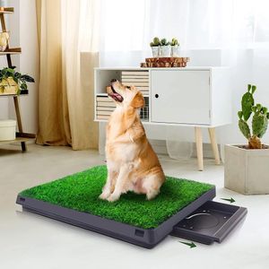 Non-Toxic Synthetic Grass Mat Dog Potty Pad 3 Layer Washable Pee Pad for Puppy  Potty Training Pads with Tray Pet Toilet