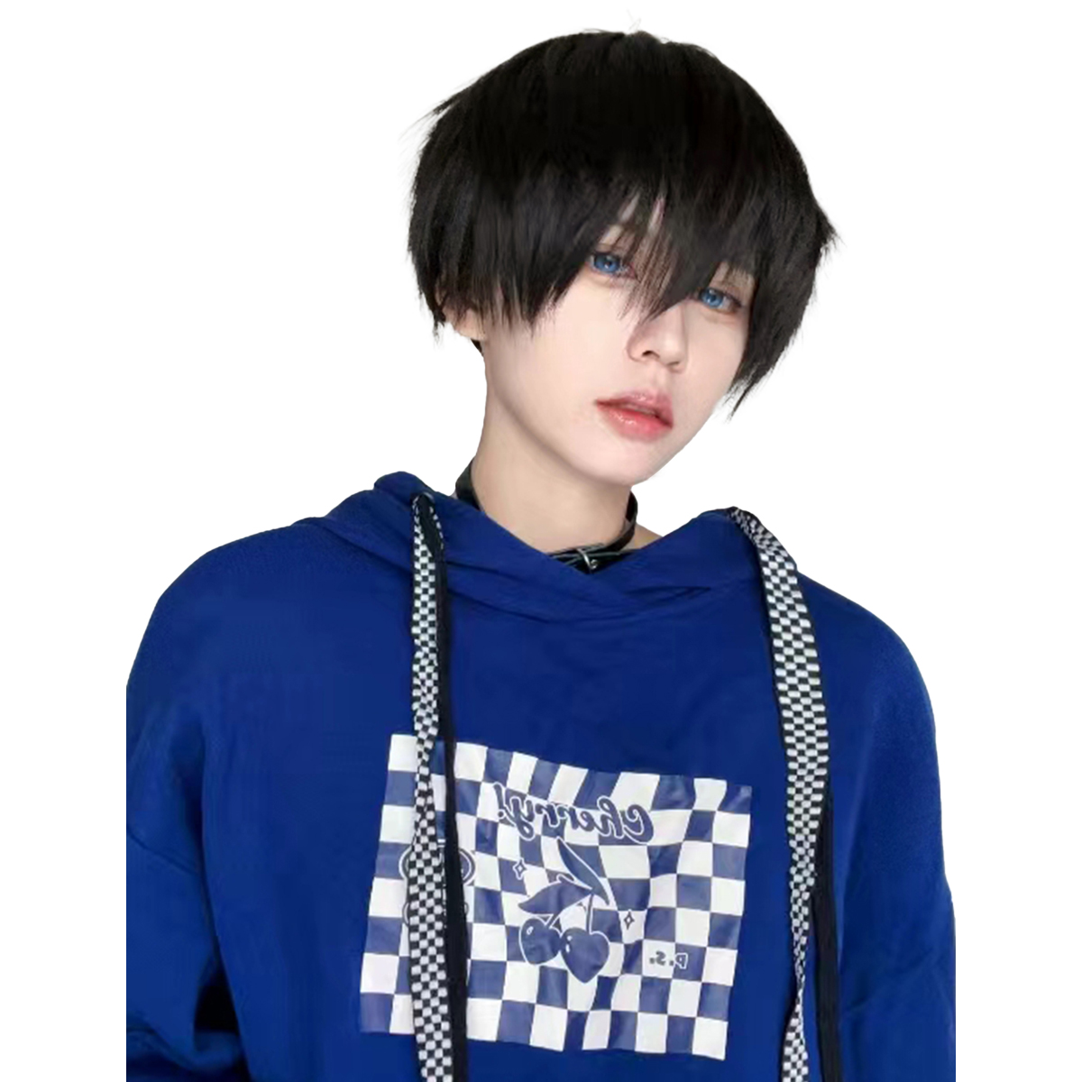 Guangzhou Zhiyouliliang Trading Co., Ltd. 10Inch Black Color Fashion Smart Style Synthetic Wigs With Bang Short Straight Hair Wig For Men Women Daily Heat Resistant