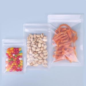 Customized Packaging Transparent Clear matte Plastic stand up Bags with zipper dry food storage bags