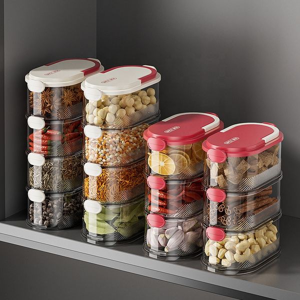 New Home Kitchen Cereal Flour Storage Bins Pantry Organization Pull Out Under Cabinet Airtight Food Spice Storage Containers