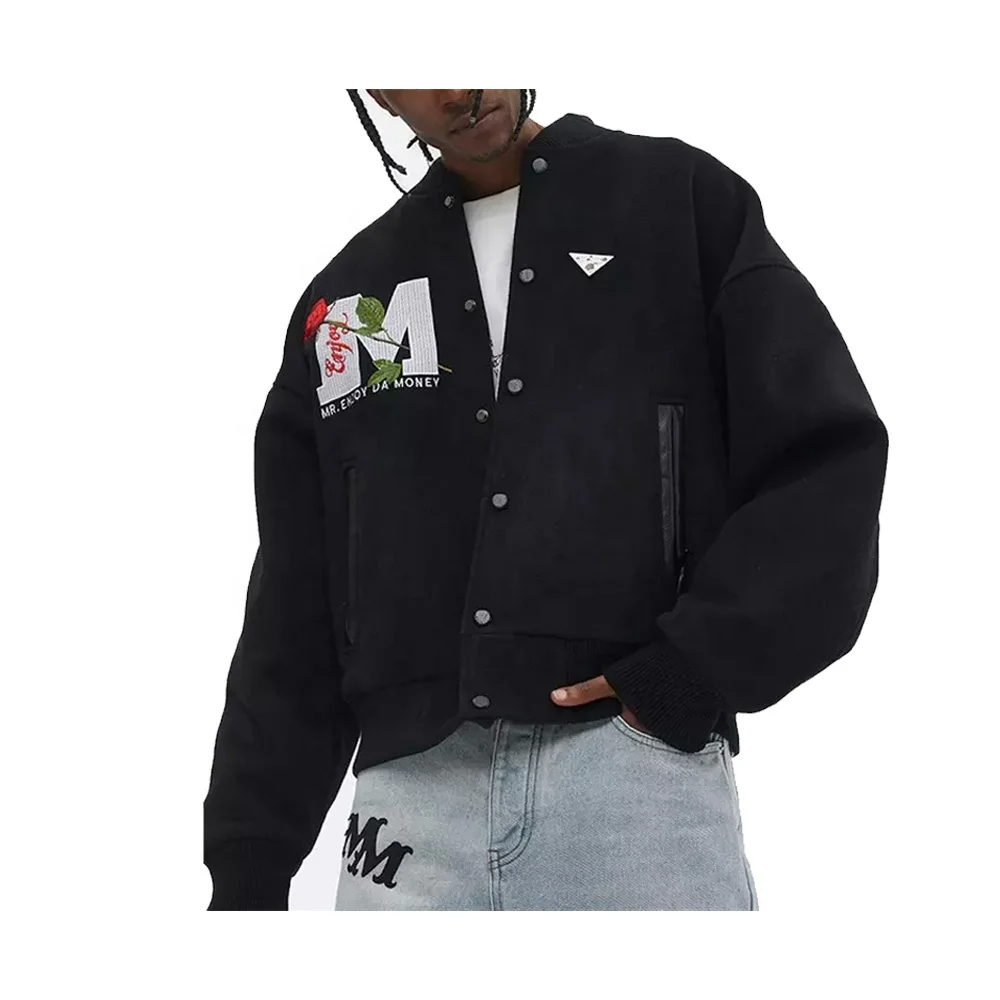 TACKER SPORTS 2024 Custom Mens Embroidered Logo Cotton Baseball Jacket Unisex Casual Streetwear Letterman Jacket