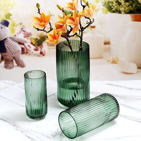 Modern And Gift Color Flower Amber Brown Colorful Blown Decoration Pieces Vases Bulk Translucent Cylinder Glass Vase