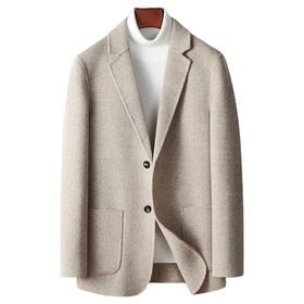Men's Casual Suit Fall/Winter Handmade double-sided single suit top wool cashmere warm thick suit