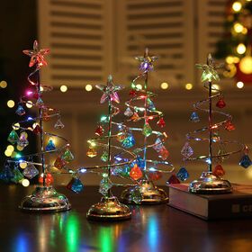 Acrylic color luminescent trumpet Christmas tree decorations electroplating iron tree crystal table decoration night light