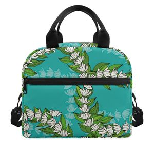Insulated Lunch Bag Hawaii Maile Leaves LOW MOQ Print School Office Thermal Cooler Women Men Picnic Lunchbag Custom Totes Bags