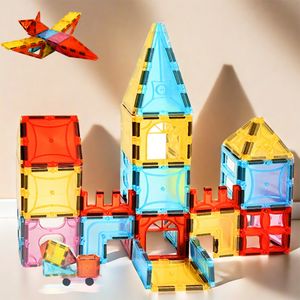 Poddypony Magnetic Tiles 13PCS Magnetic Blocks for Kids Magnet Building Set with Car Construction Building Set Educational Toys
