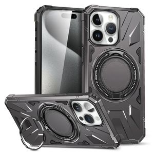 Matte armor invisible kickstand phone case for iPhone 16 promax 16 plus 15 magnetic mobile phone protective cover