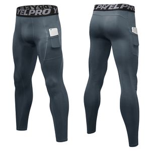 Men Polyester Sportswear Leggins Compression Dry Cool Sports Tights Pants Gym Workout Running Leggings With Pockets
