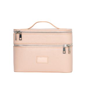 Custom Your Logo large capacity desktop cosmetic storage box waterproof leather travel portable makeup bag train case