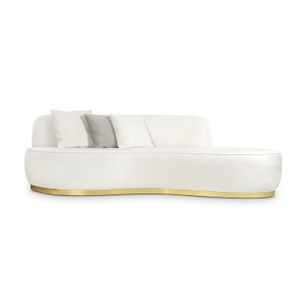 Luxury modern living room furniture brass decor fabric curved sectional couch sofa