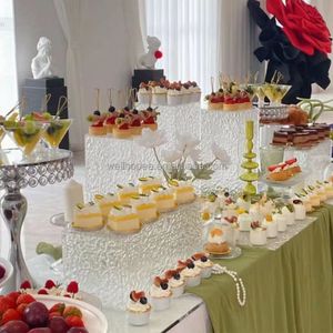 catering stand for food display New Item Premium wholesale price clear stone pattern acrylic stand display