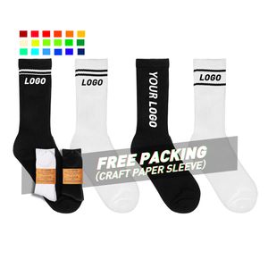 OEM Sport Socks Customize knitted embroidered design made embroidery custom logo cotton sport athletic socks