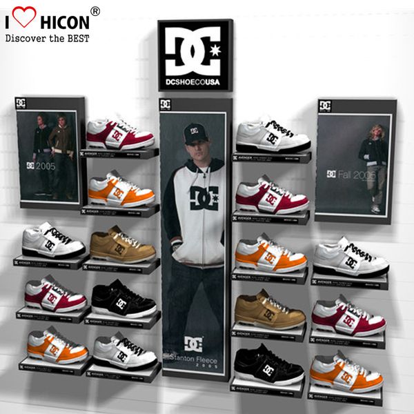 Quality Shoe Retail Store Display Design Advertising Creative Metal Iron Mens Wall Shoe Display