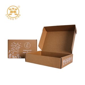 Custom Logo Printed Cardboard Corrugated Packaging Box Kraft Paper Mailer Gift Flat Paper Box for Clothing Shipping