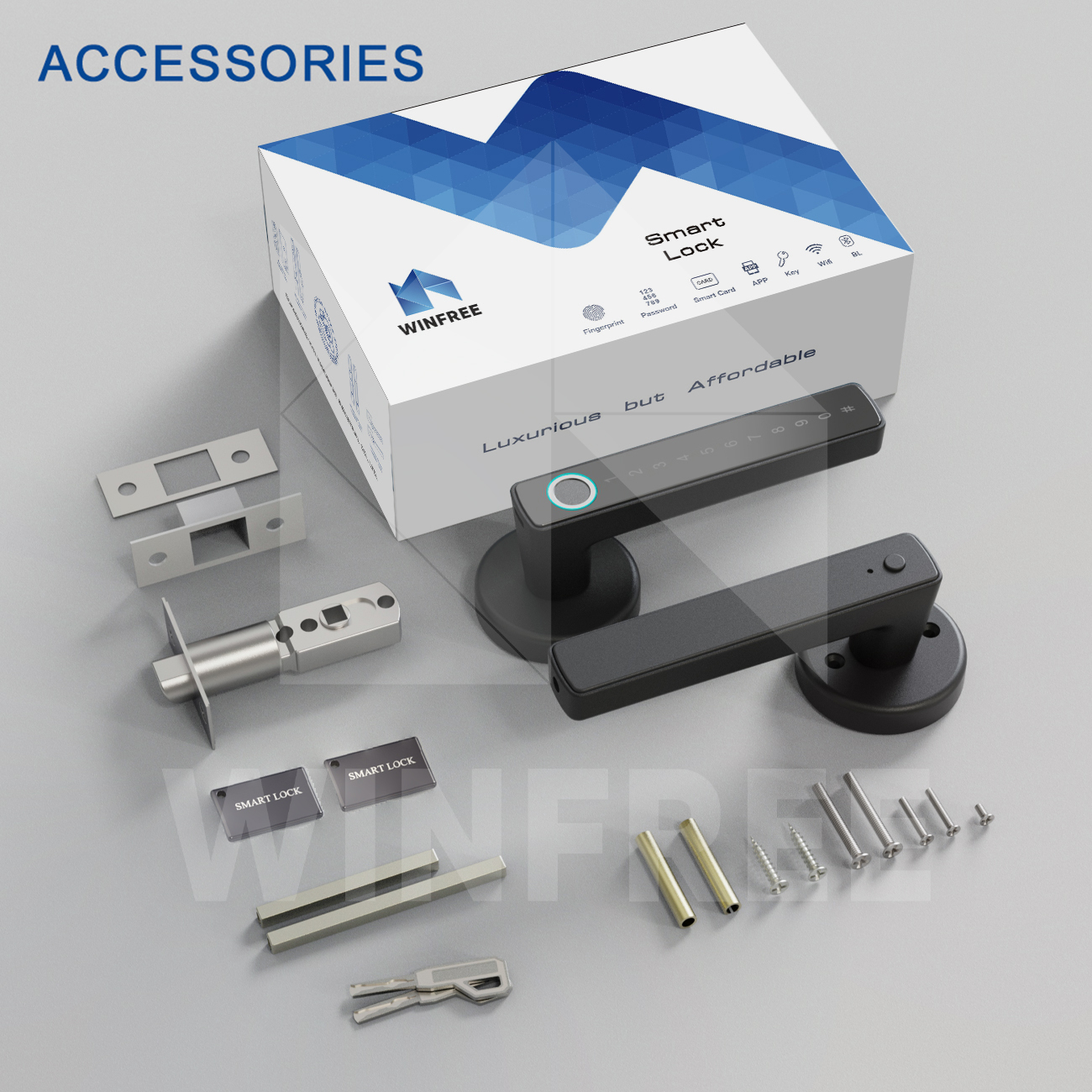 Electric BLE Lever Handle Lock Tuya App Password Keyless Deadbolt Lock Digital Touchpad Smart Door Lock with Fingerprint