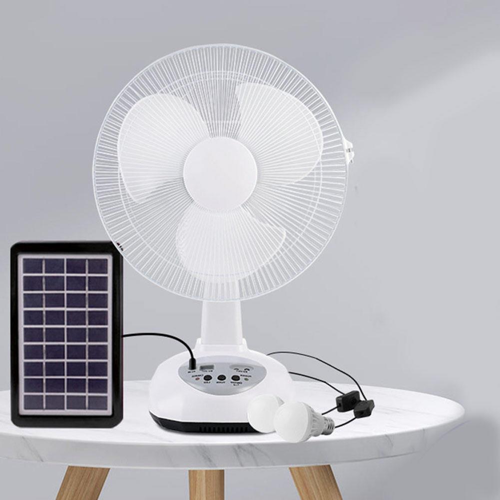 Foshan Yide Trading Co., Ltd. Made in YIDE Hot Sale Home Outdoor 12Inch Rechargeable Desktop Air Cooler Solar Table Fan System With Led Lamp And Usb