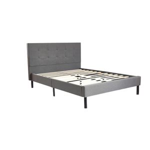High quality furniture bedroom design wooden slats double bed with headboard