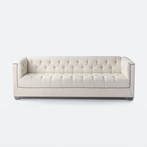 Modern style Button design 3 seat solid wood living room sofa wooden fabric armchair(KS-996-3)
