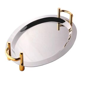 Tabletop Serving Tray Best Quality Aluminum Silver Plated Food Serving Dish Platter With New Design Handle