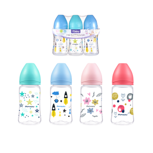 3PK Wide Neck Baby Feeding Bottle Set BPA 8oz/240ml Free Baby Bottle Set with Silicone Nipples