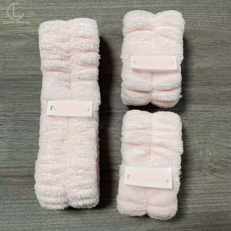 makeup wristband custom logo bow knot  bath yoga skincare facial fuzzy spa headband to wash dishes