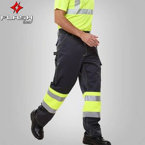Mens Two Tone Cargo Workwear Pants Heavy Duty Safety Trousers Multi Pockets Durable Work Trousers Construction
