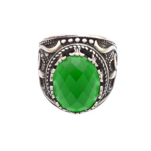 High End Design Wedding Stainless Steel Emerald Green Jewelry Viking Charm Ring Holder Man Rings with Stones