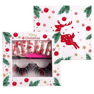 2024 New Product Christmas Gift Nail and Eyelash Tool Set False Lash Decoration Colored Mink Fur Beauty Tool for Eyelashes