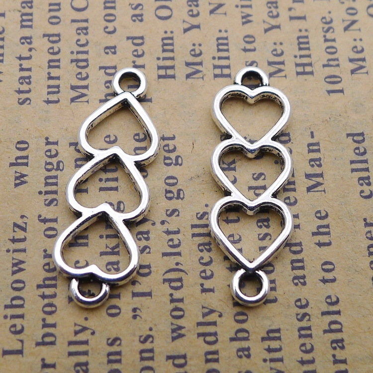 Yiwu Yancheng Trade Co., Ltd. AA018327 Charms heart link connector 24x8MM Tibetan Silver Color Pendants Antique Jewelry Making DIY Handmade Craft