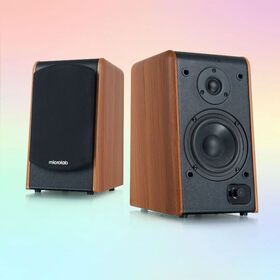 V5.0 Wireless Bluetooth Wooden Speakerm 2.0 Mylar Speaker, Stereo Bookshelf Hi-Fi Desktop Speaker