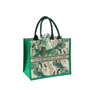 Custom Logo Cotton And Linen Splicing Gift Women's Handbag Canvas Tote Bag