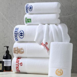 Luxury Plain Terry Cloth Cotton White Hand Face Bath Hotel Towel Set