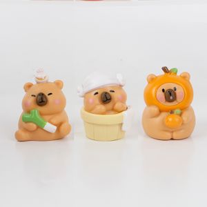 High Quality Six-Piece Action Creative Car Decoration Cartoon Cute Playing Capibala Figures Set