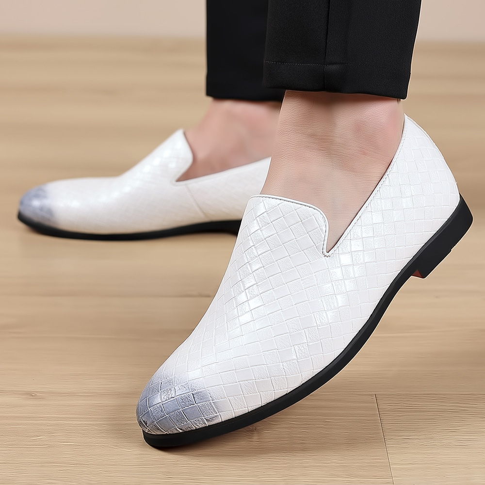 Wenzhou Ailange E-Commerce Co., Ltd. New Trend Leather Shoes Men Custom 37-48 Big Size Men Fashion Casual Sporty Weave Slip-On Loafer Shoe 38-48