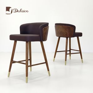 Hig End Nordic Style Home Furniture PU Leather Solid Wood Bar Chair for Living Room Restaurant
