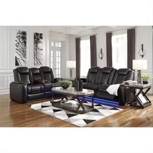 New Design Modern Custom Villa Upholstered Black Loveseat Two Seater Cinema Home Theatre Leather Recliner Sofa