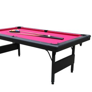 2024 New Design Factory Custom 7ft Indoor Snooker Pool Table Folding Legs MDF Cushions Nylon PVC Plastic Pockets Includes Cue