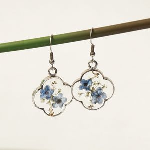 Pure handmade pink rose Gold True Flower earrings Do not forget plant peach women's transparent flower earrings
