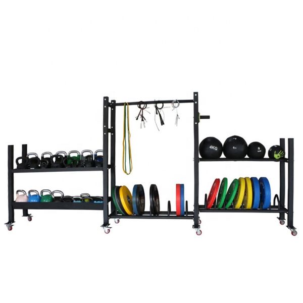 Wall Ball Kettlebell Dumbbell Bumper Plate Resistance Band Multifunction Fitness Storage Rack