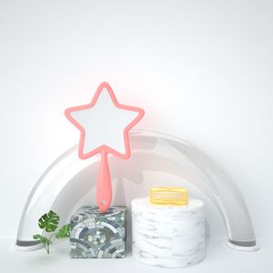 New Private Label Portable Star Shaped Handheld Makeup Mirror Single Side Girls Make-up Beauty Dressing Mirror