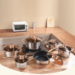 High Quality 12pcs Kitchen Soup Pot Set Cookware Stainless Steel Hot Pot Food Warmer