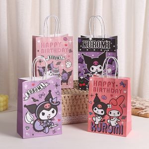 Kuromi White Kraft Paper Bag Cute Cartoon Gift Bag Birthday Souvenir Hand-held Packaging Bags